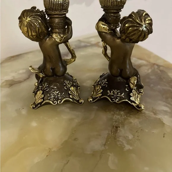 Empire of Wealty Antique Gold Candleholders (pair)made in Russia New
